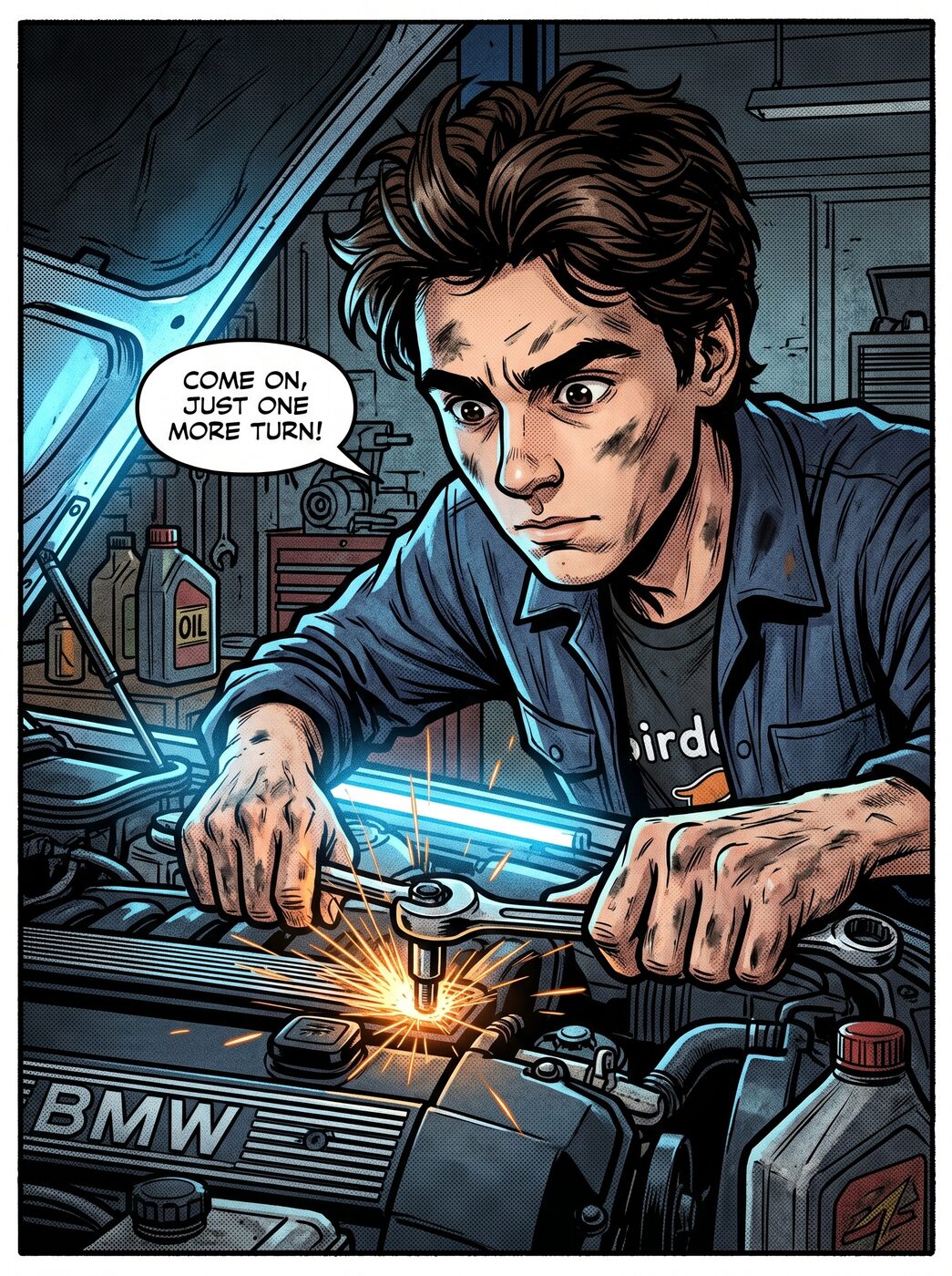 Ben working on a BMW engine
